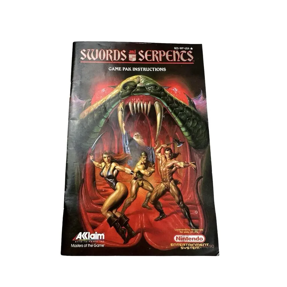 Swords and Serpents (Nintendo NES, 1990) Complete CIB Box Manual Poster Tested